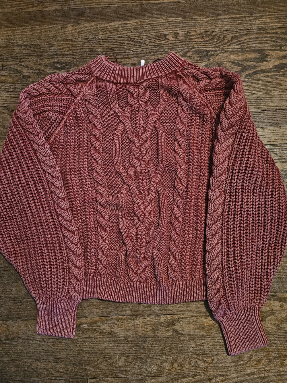 Free People Sandre Pullover Cable Knit Sweater Red